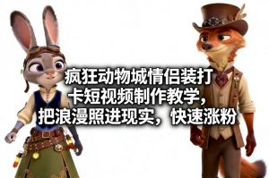 疯狂动物城情侣装打卡短视频制作教学，把浪漫照进现实，快速涨粉-圆梦资源站
