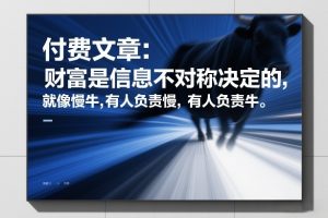 付费文章：财富是信息不对称决定的，就像慢牛，有人负责慢，有人负责牛-圆梦资源站