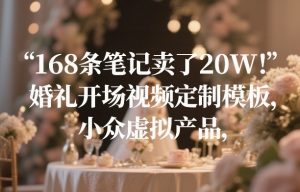 168条笔记卖了20W！婚礼开场视频定制模板，小众虚拟产品-圆梦资源站