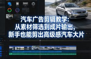 汽车广告剪辑教学：从素材筛选到成片输出，新手也能剪出高级感汽车大片-圆梦资源站