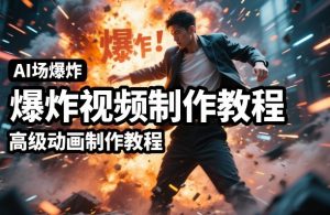 AI场景爆炸视频制作教程，利用人物实拍视频制作出高级的动画特效-圆梦资源站