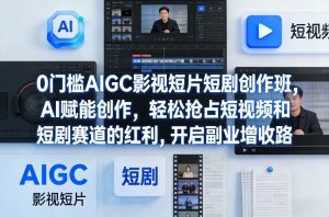 0门槛AIGC影视短片短剧创作班，AI赋能创作，轻松抢占短视频和短剧赛道的红利，开启副业增收路-圆梦资源站