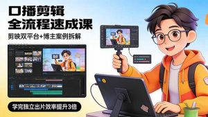 口播剪辑全流程速成课，剪映双平台+博主案例拆解，学完独立出片效率提升3倍-圆梦资源站