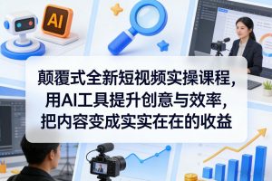 颠覆式全新短视频实操课程，用AI工具提升创意与效率，把内容变成实实在在的收益-圆梦资源站